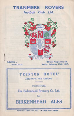 Tranmere Rovers v Wrexham Match Programme 1967-02-17